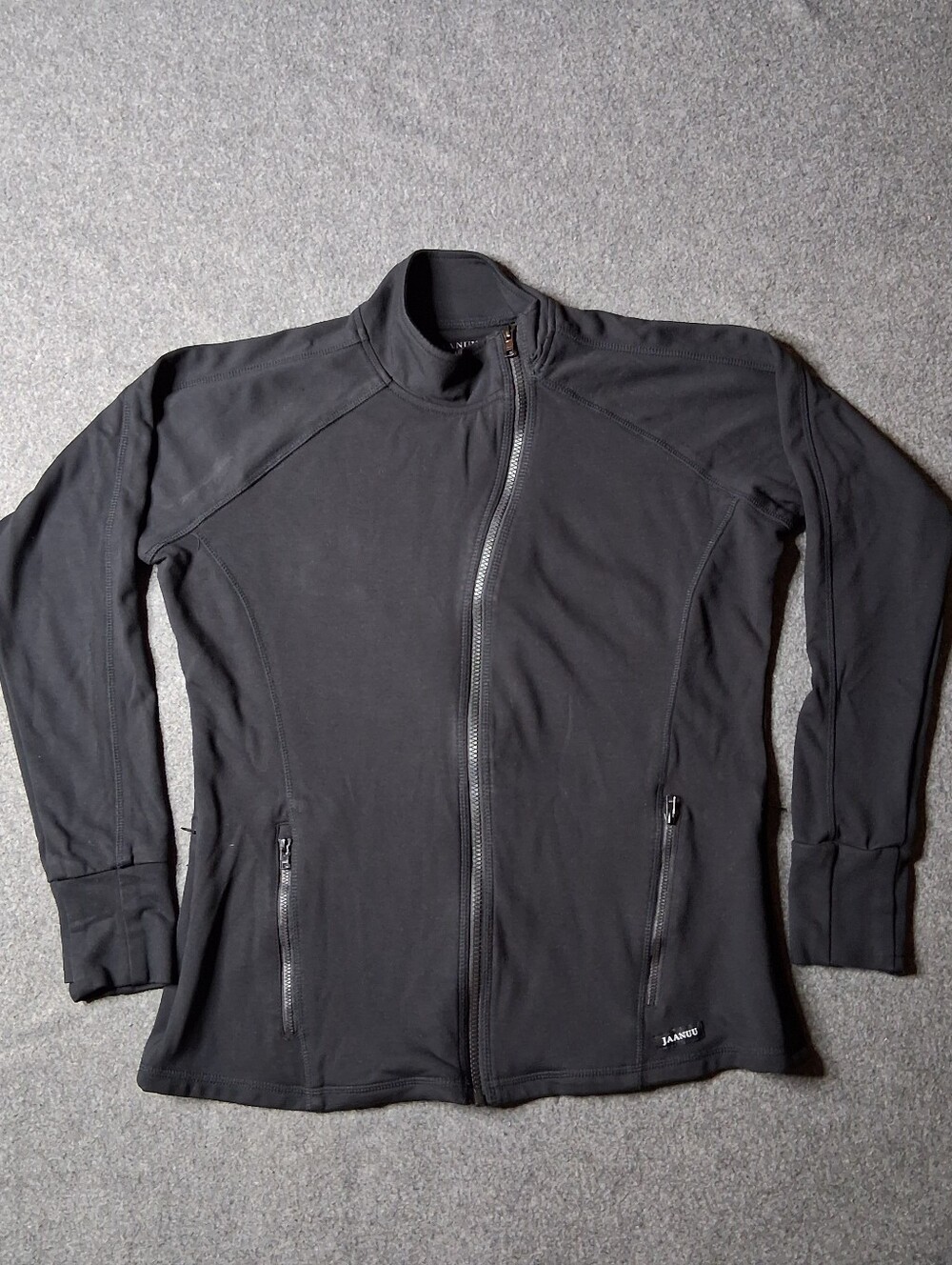 Jaanuu Black Asymmetric Full Zip Scrub Jacket L C94037